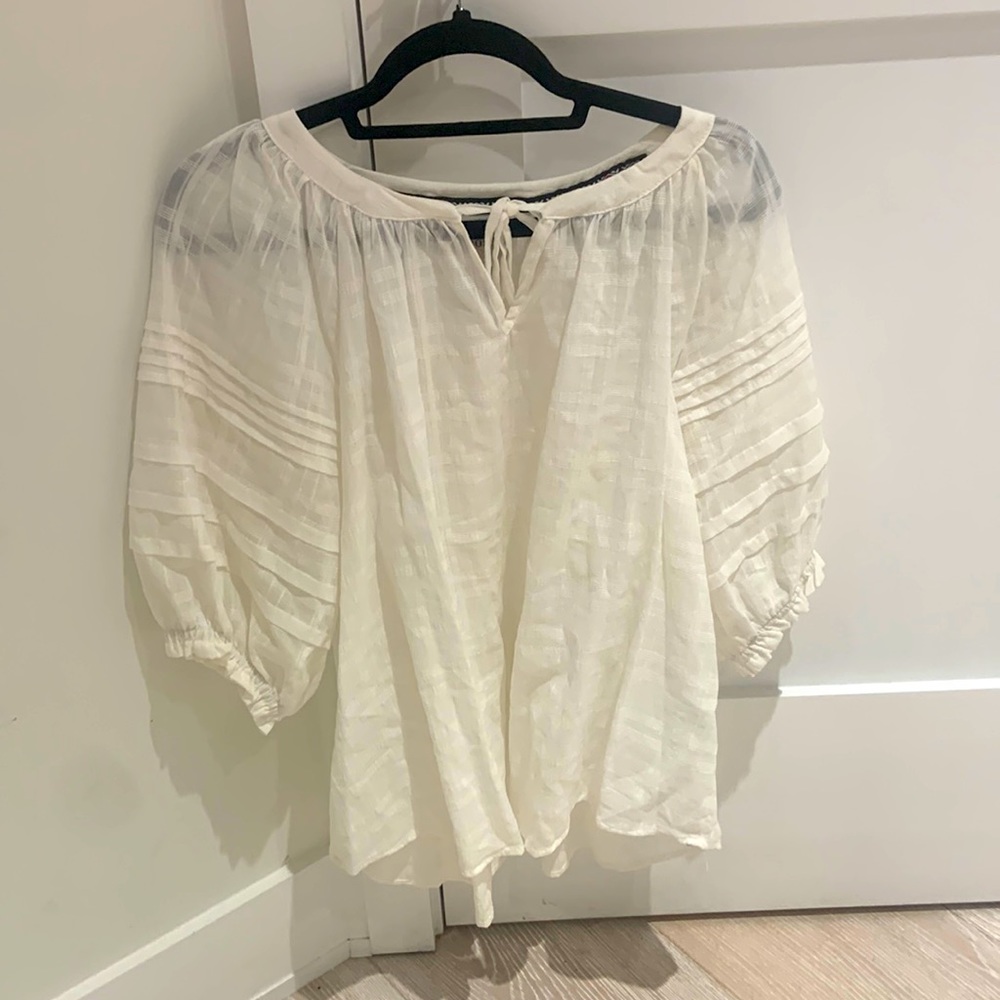 knox rose embroidered short sleeves white blouse